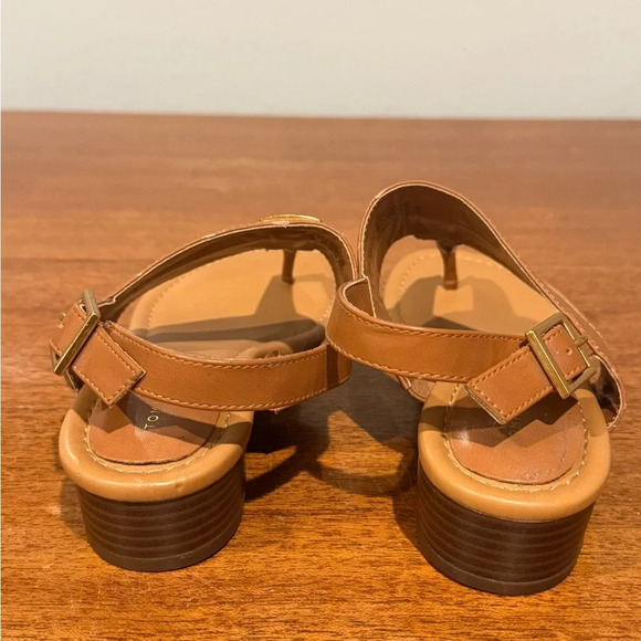 Tommy Hilfiger Thong Sandals Brown‎ & Gold Sz 7 - Picture 3 of 7